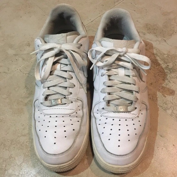 creased white air forces